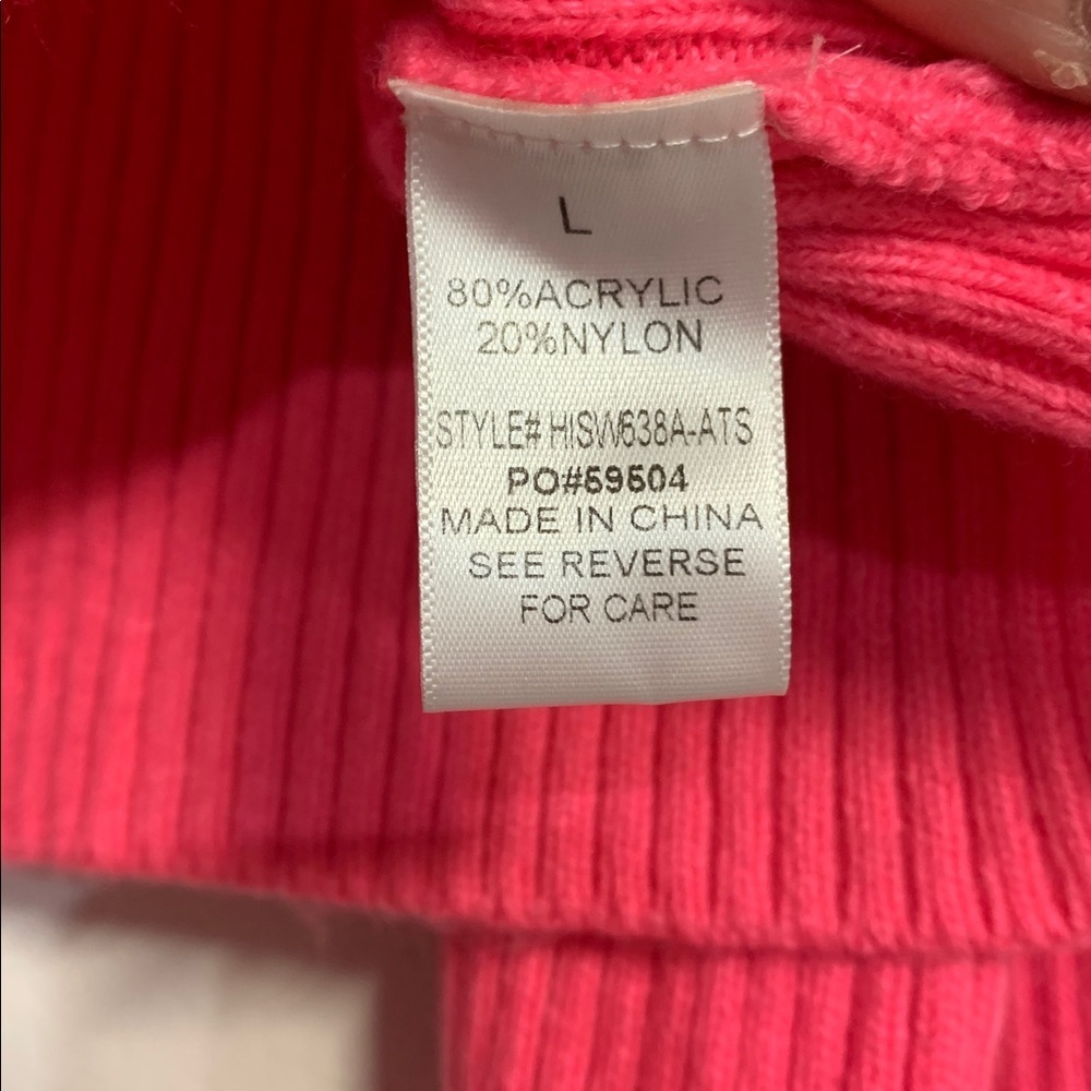 Altar'd State Hot Pink Ribbed Cropped Turtleneck Sweater - Picture 5 of 6